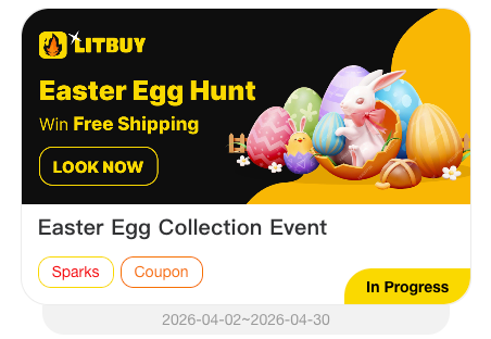 Litbuy Easter Egg Collection Event banner: Easter Egg Hunt, Win Free Shipping, April 2–30 2026